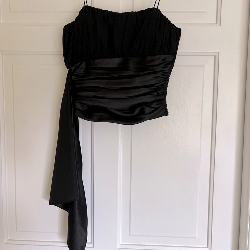Satin & Crepe black dress top